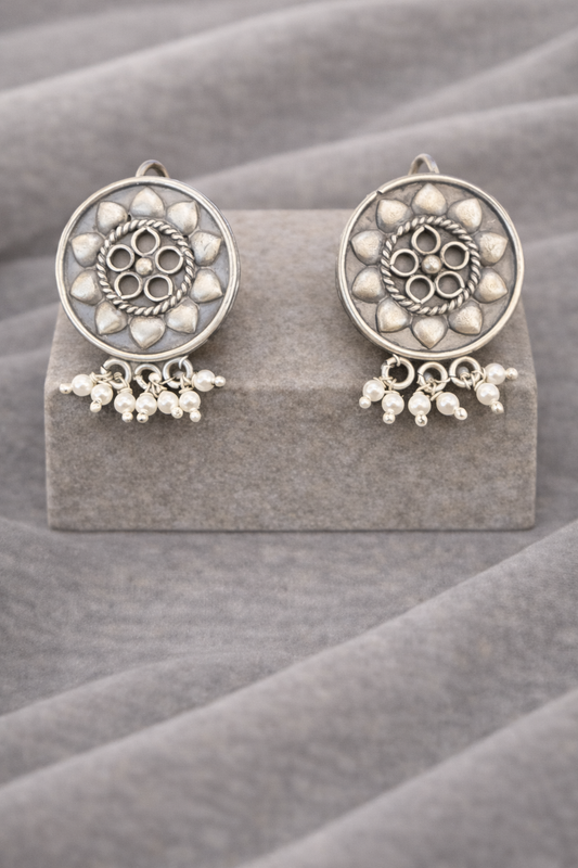 Handcrafted Oxidised Silver Earrings