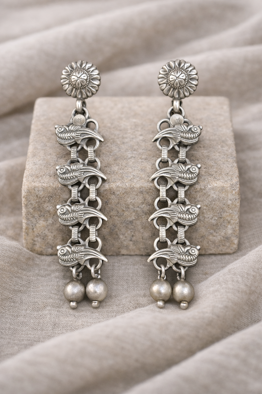 Handcrafted Oxidised Silver Earrings