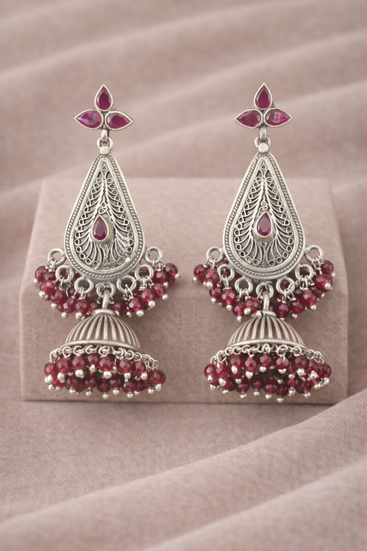 Handcrafted Oxidised Silver Earrings
