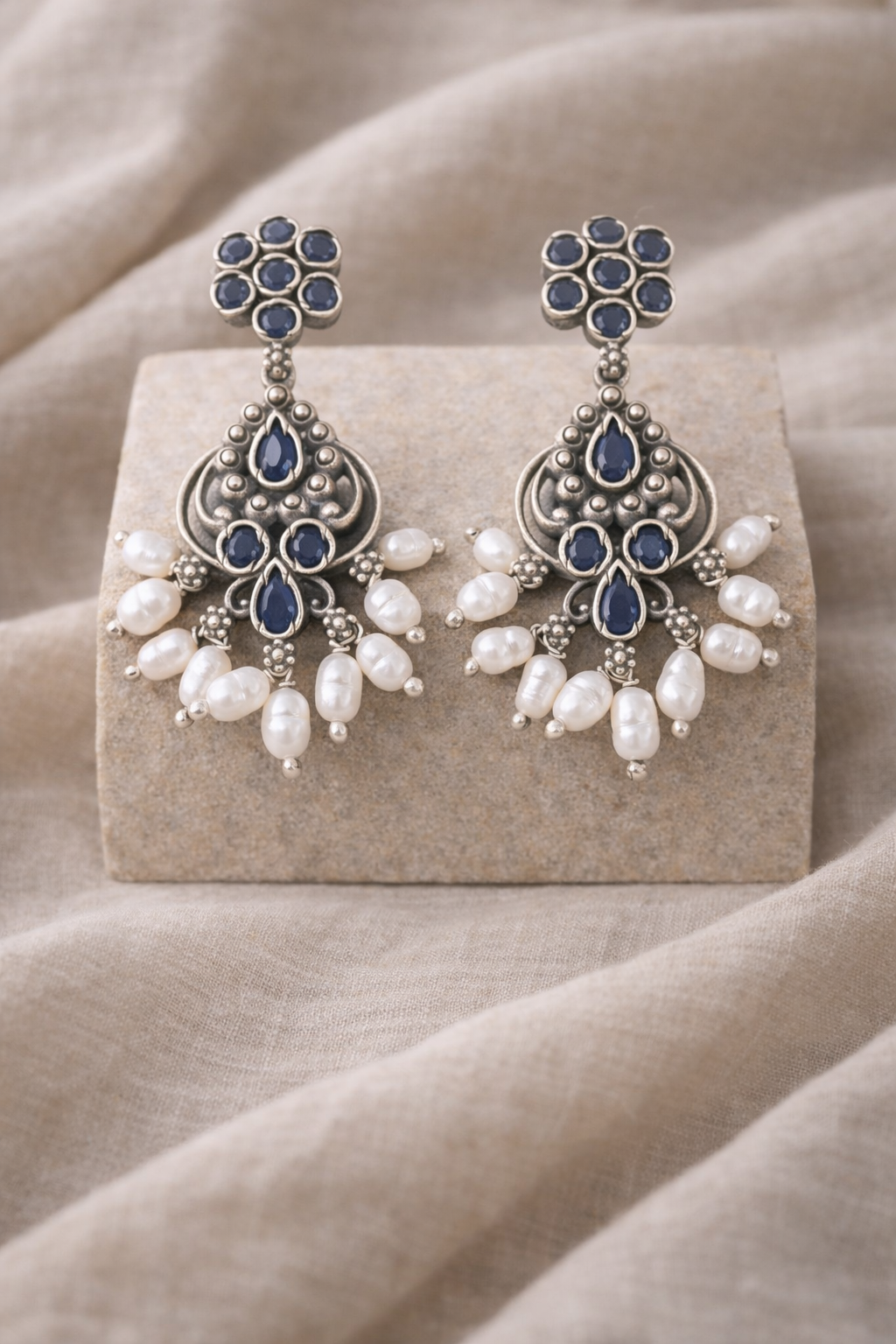 Handcrafted Oxidised Silver Earrings