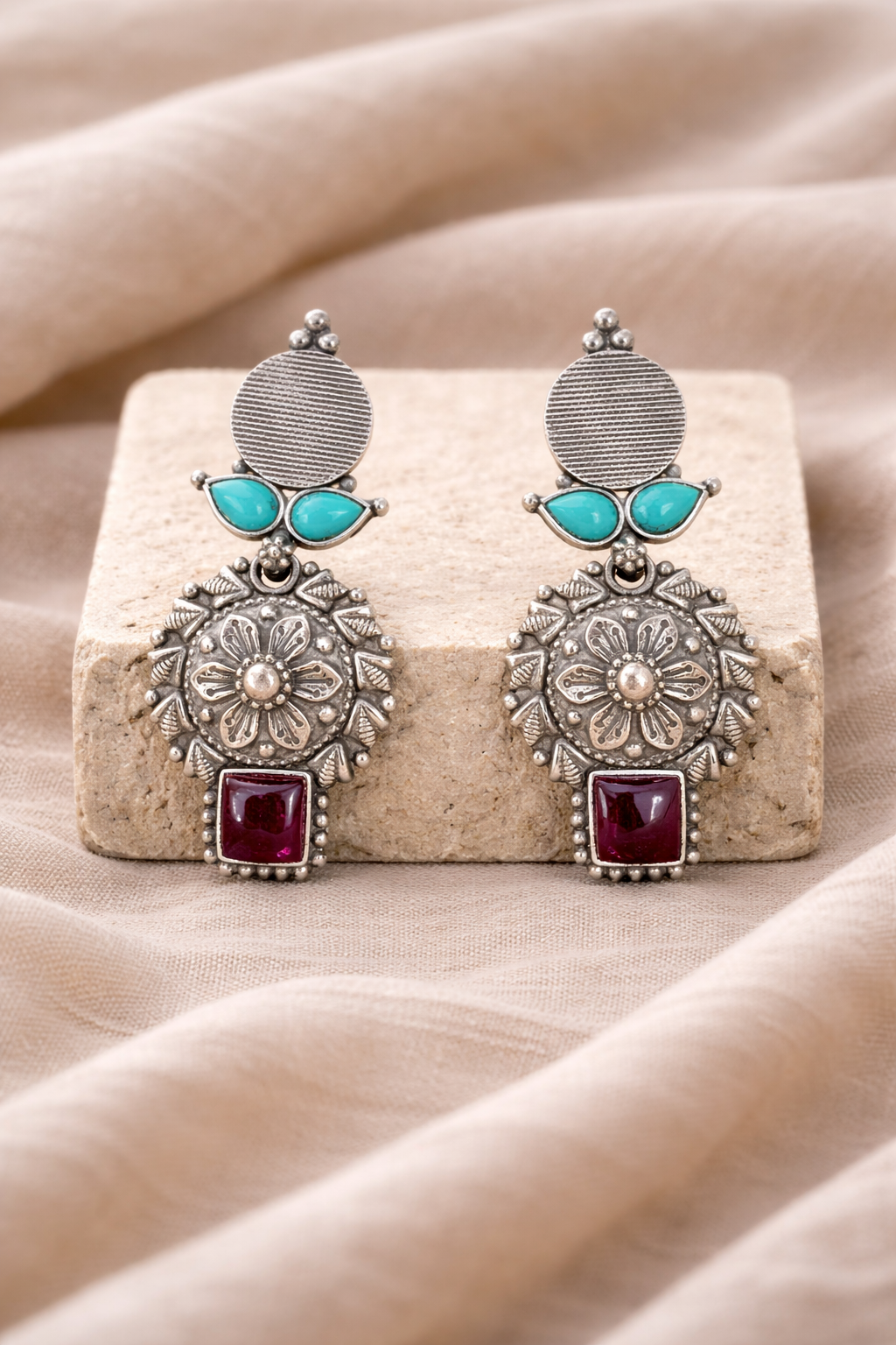 Handcrafted Oxidised Silver Earrings