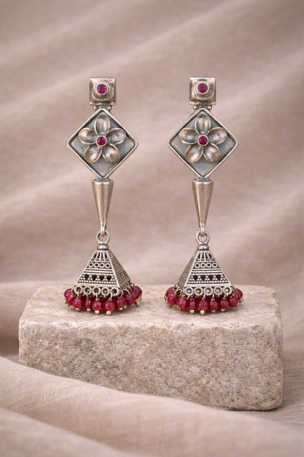 Handcrafted Oxidised Silver Earrings