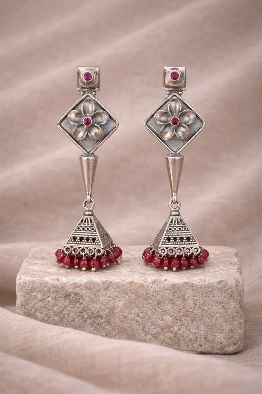 Handcrafted Oxidised Silver Earrings