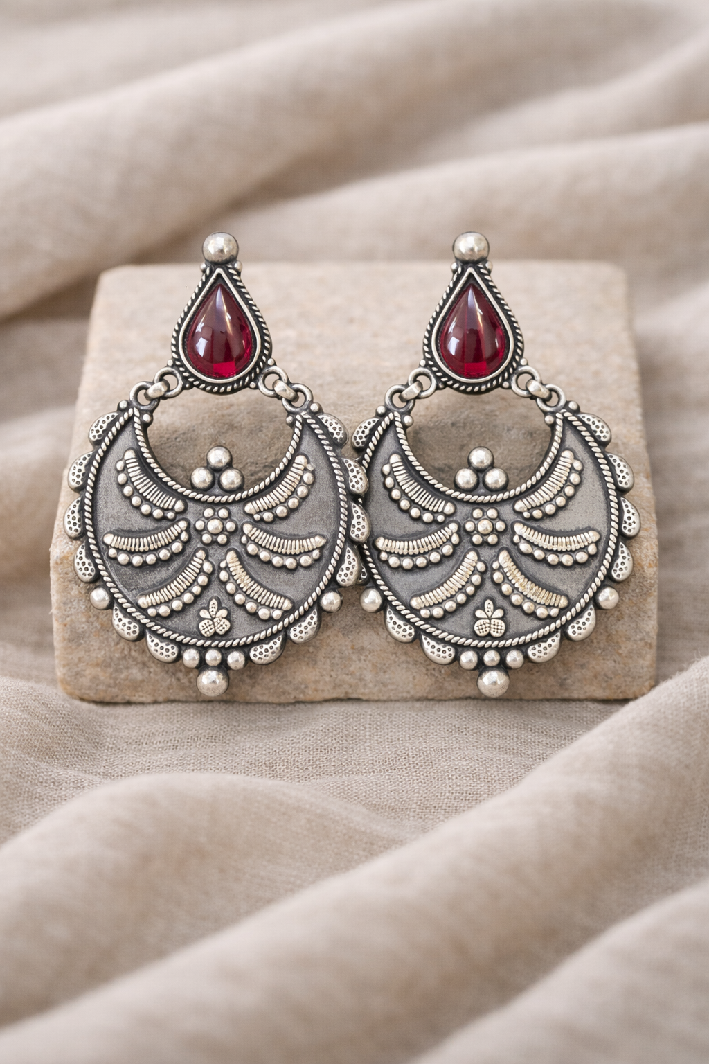 Handcrafted Oxidised Silver Earrings
