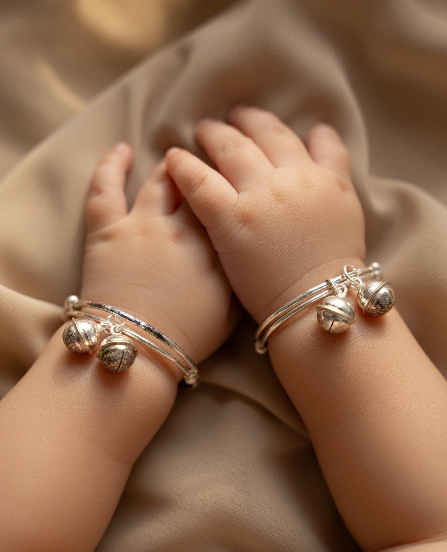 Silver Ghungroo Charm Child Bangles