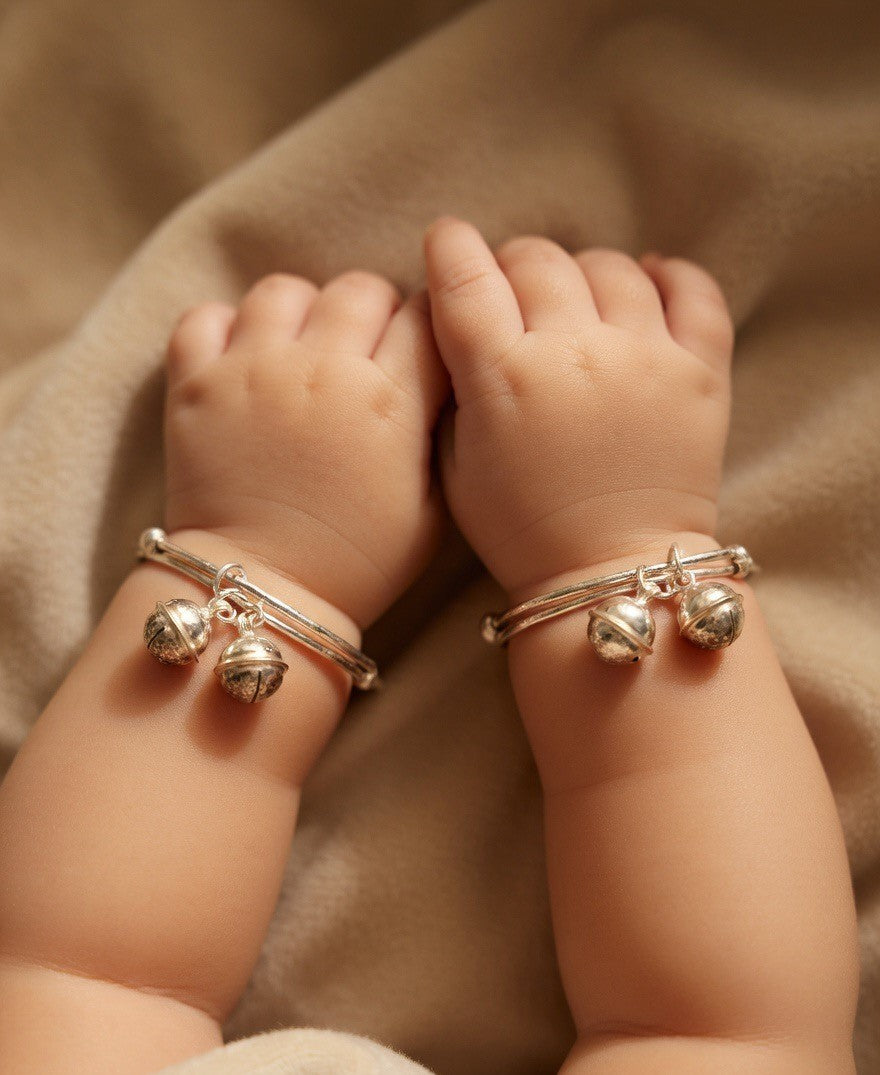 Silver Ghungroo Charm Child Bangles