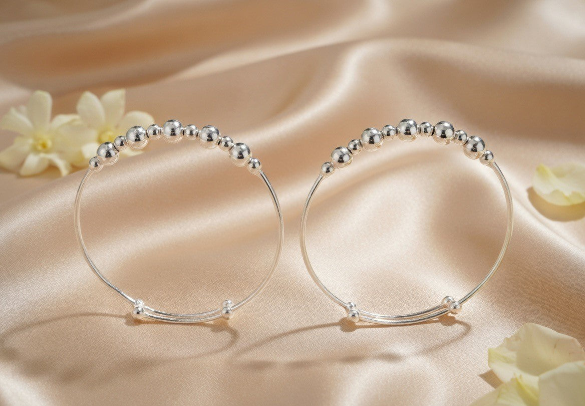 Graduated Beaded Silver Child Bangles