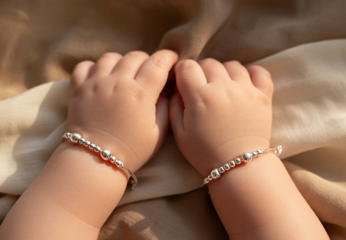 Graduated Silver Bead Child Bangles