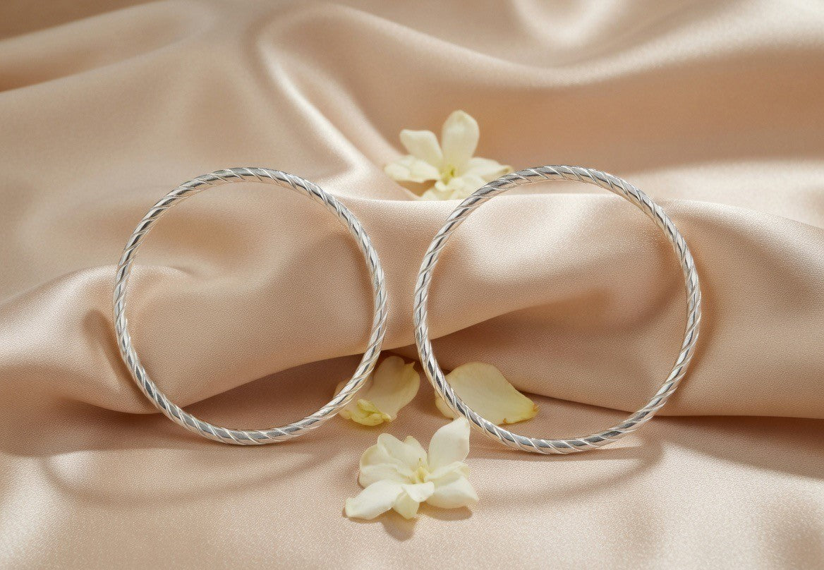 Twisted Rope Texture Silver Child Bangles