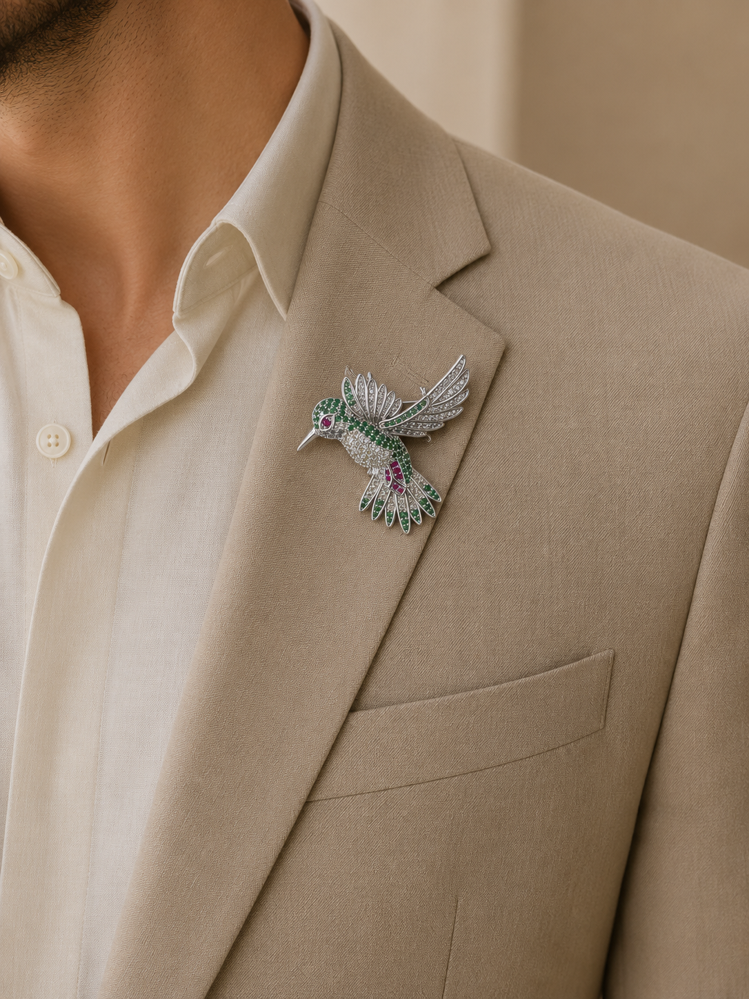 Emerald Hummingbird Brooch