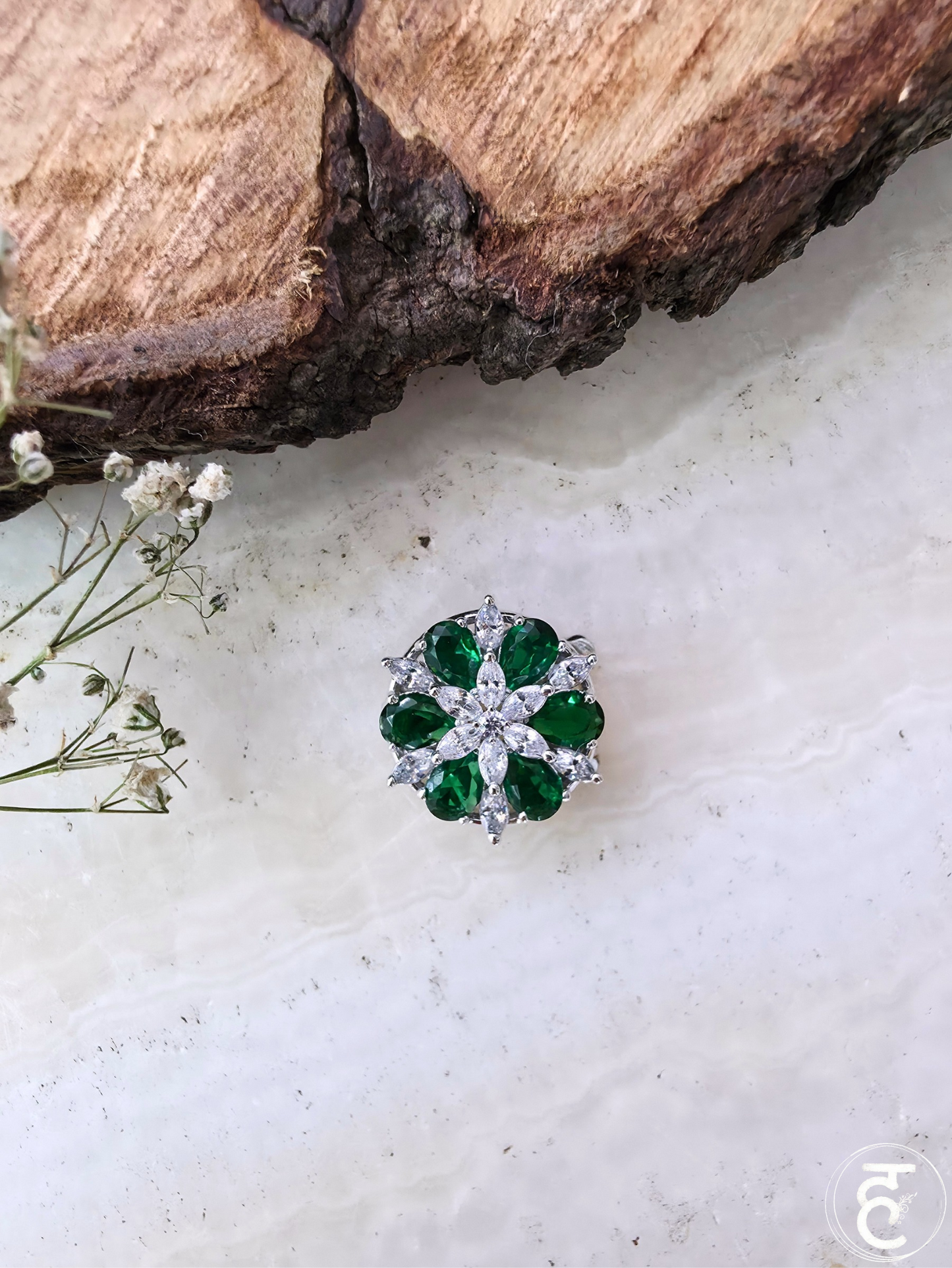 Emerald Bloom Button Covers
