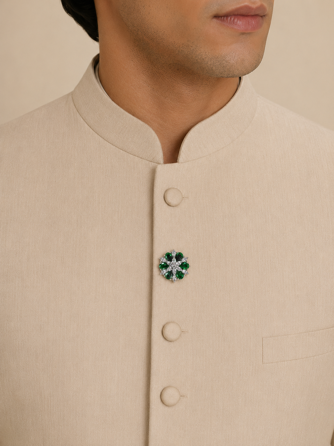 Emerald Bloom Button Covers