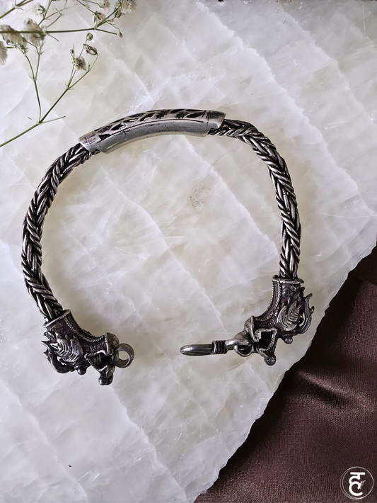 Handcrafted Oxidised Silver Men Bracelet