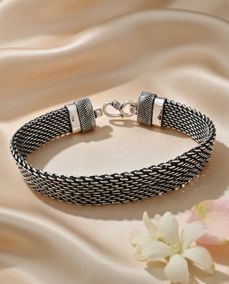 MeshCraft Oxidised Silver Bracelet