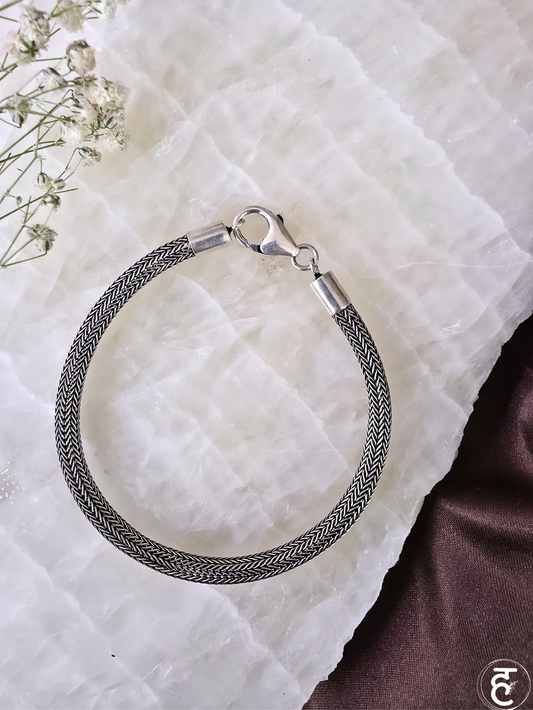 Handcrafted Oxidised Silver Men Bracelet