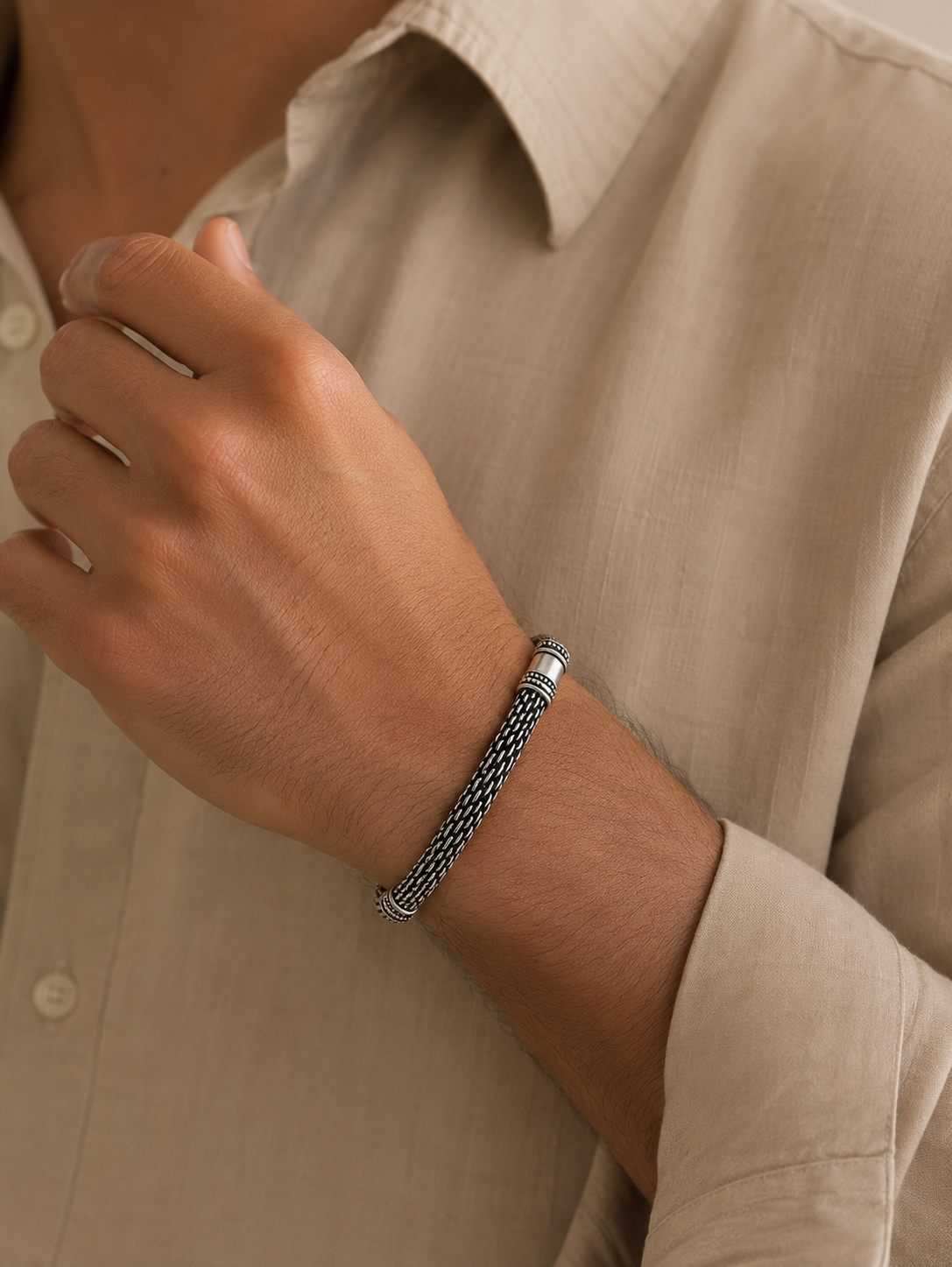 ForgeMesh Oxidised Silver Bracelet