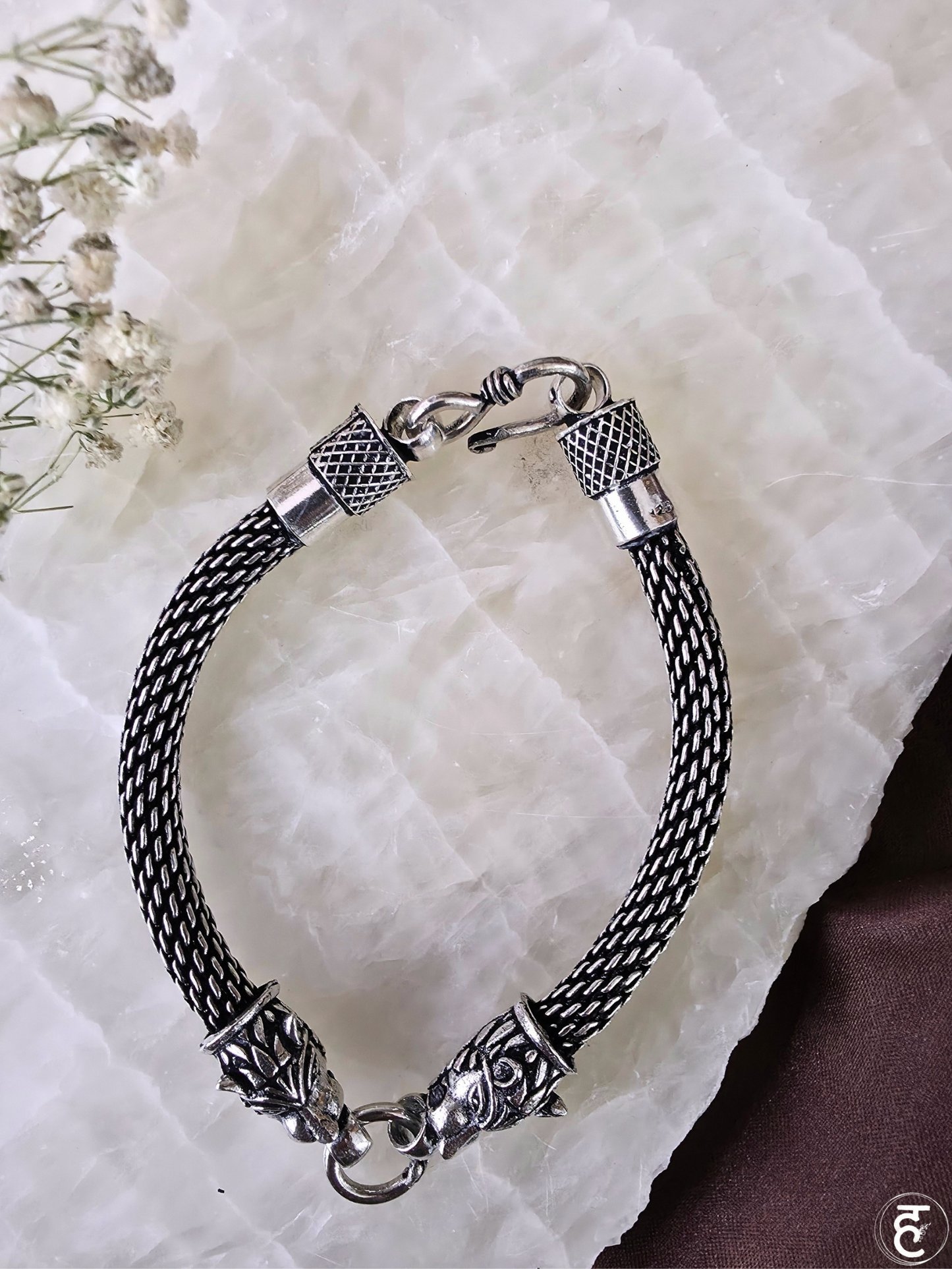 Handcrafted Oxidised Silver Men Bracelet