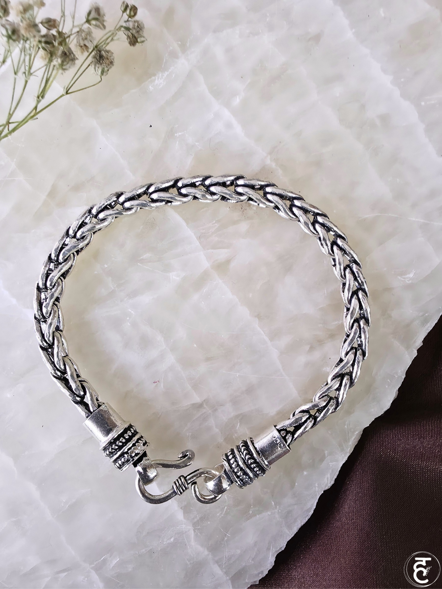 Handcrafted Oxidised Silver Men Bracelet