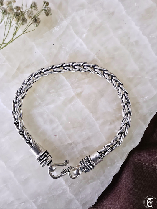Handcrafted Oxidised Silver Men Bracelet