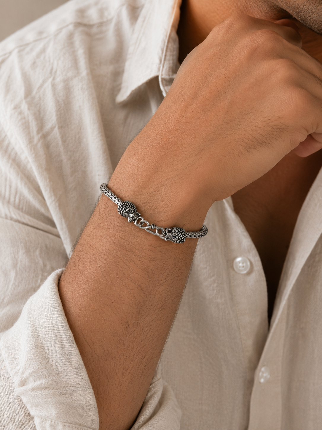 WolfWeave Oxidised Silver Bracelet