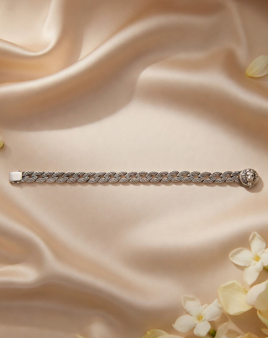 Handcrafted Oxidised Silver Men Bracelet