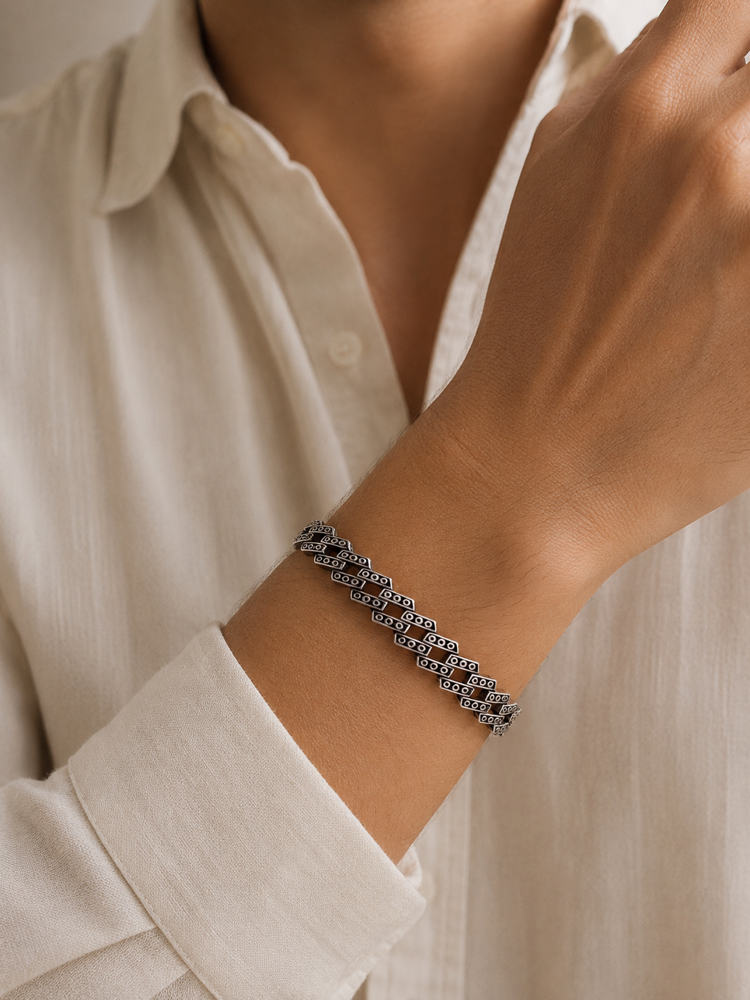 ChevronCraft Oxidised Silver Bracelet
