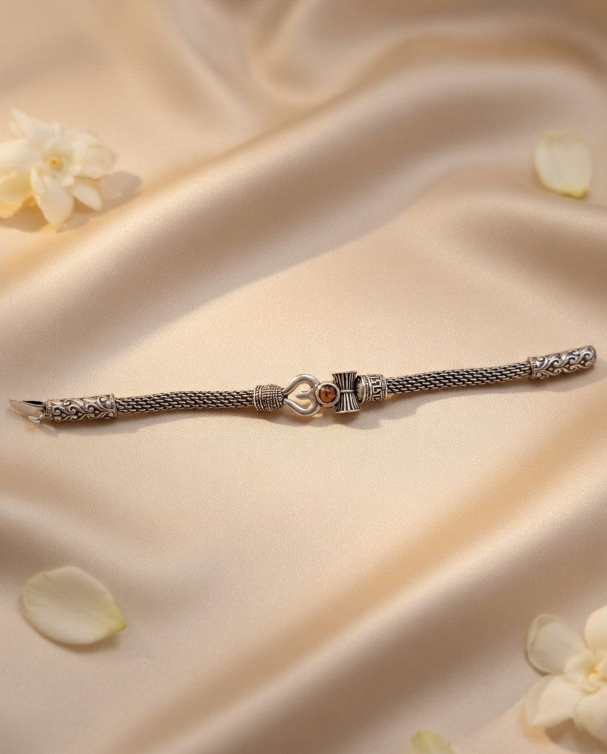 Handcrafted Oxidised Silver Men Bracelet
