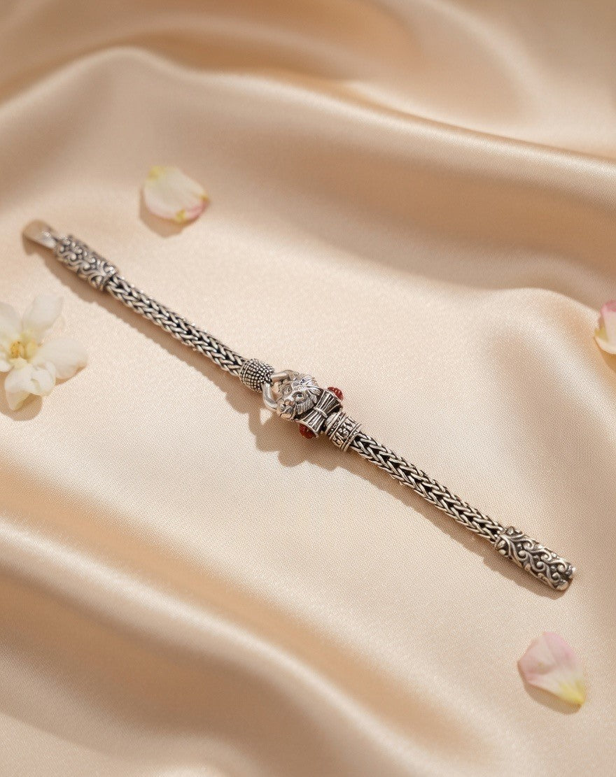 Handcrafted Oxidised Silver Men Bracelet