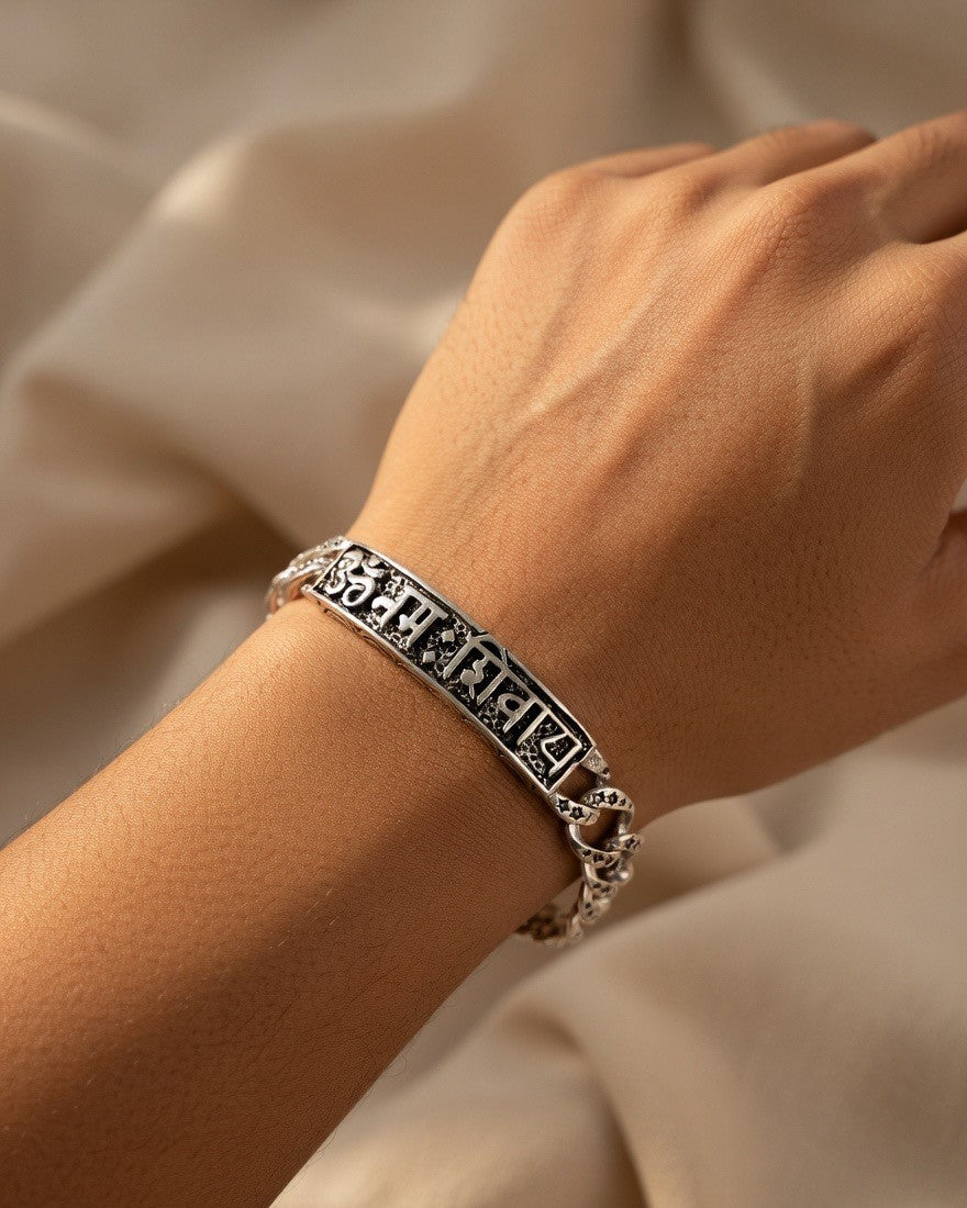 Om Namah Shivaya Silver Bracelet