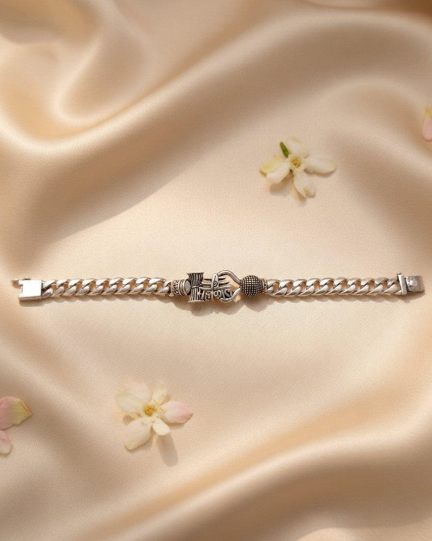 Handcrafted Oxidised Silver Men Bracelet