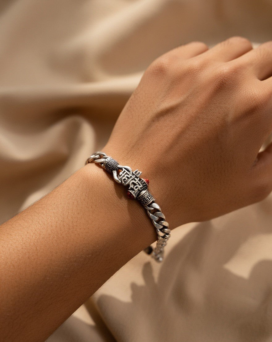 Mahadev Power Chain Silver Bracelet