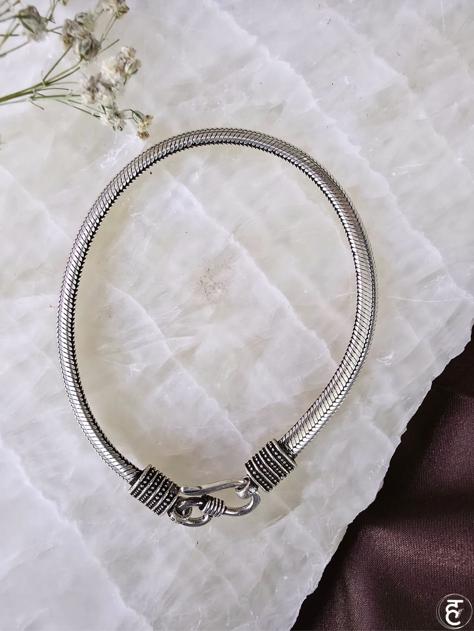 Handcrafted Oxidised Silver Men Bracelet