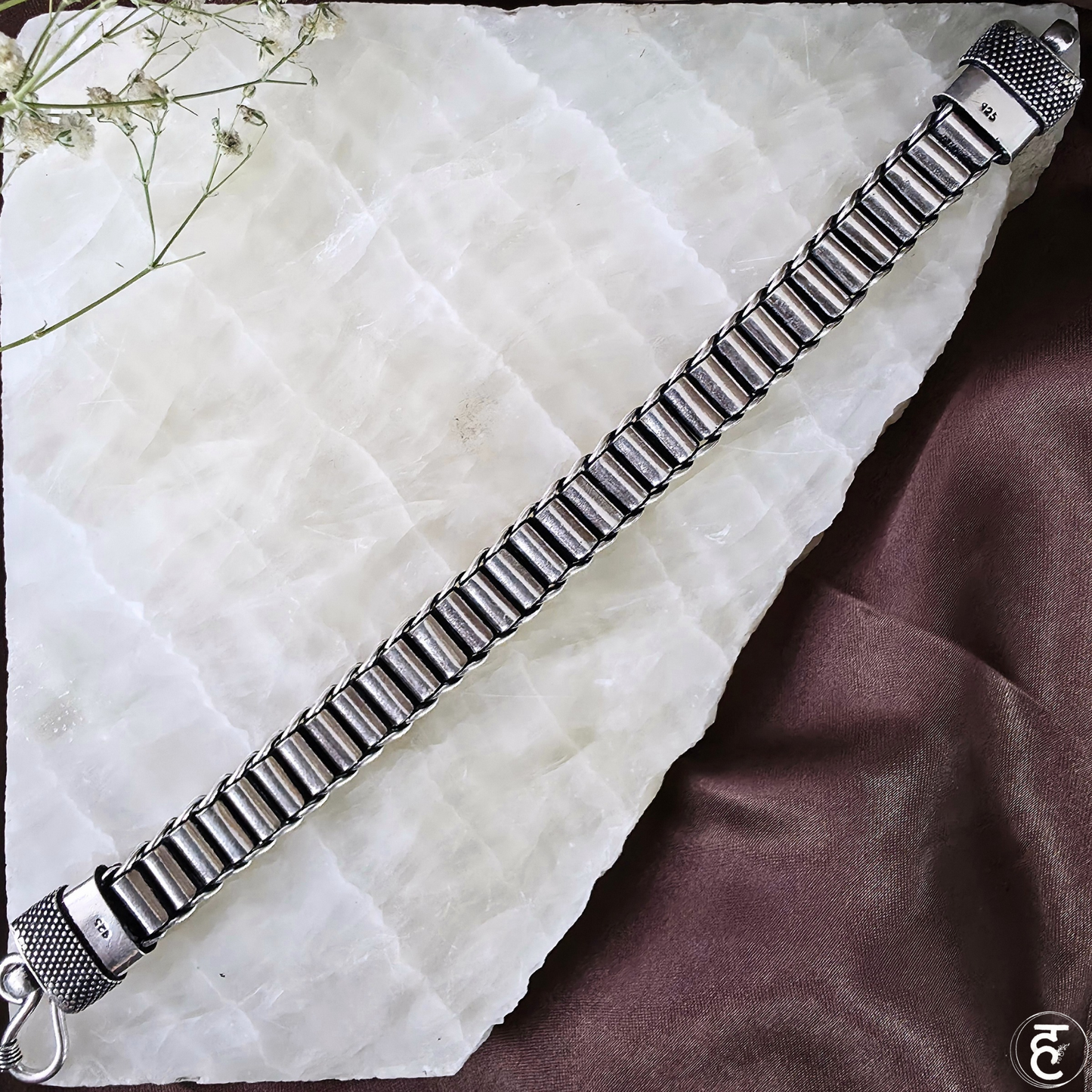 Handcrafted Oxidised Silver Men Bracelet