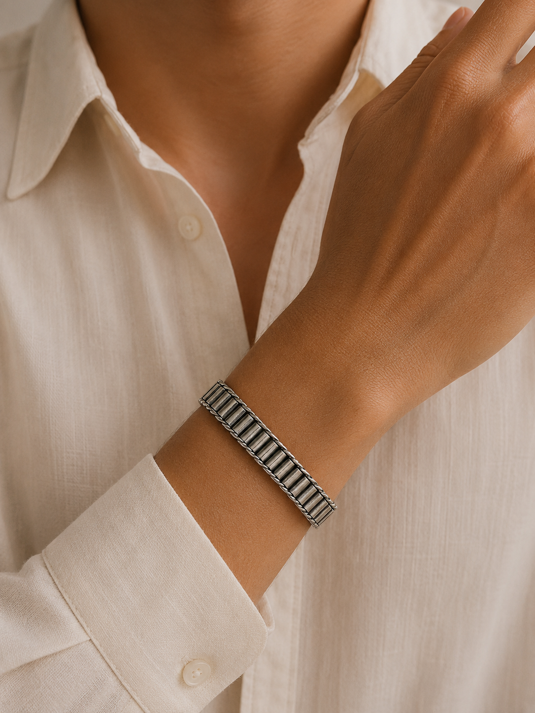 TitanRail Oxidised Silver Bracelet