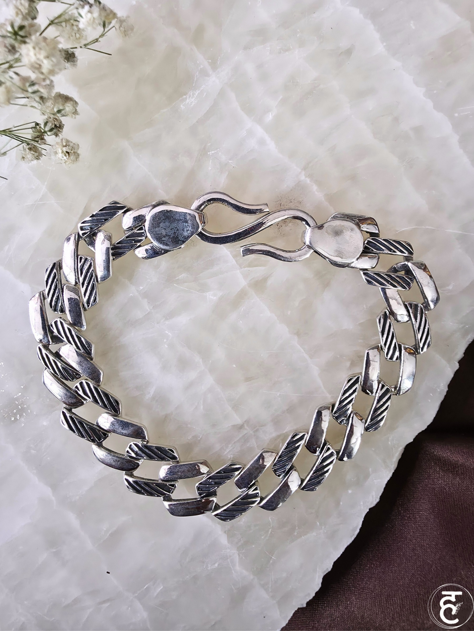 Handcrafted Oxidised Silver Men Bracelet