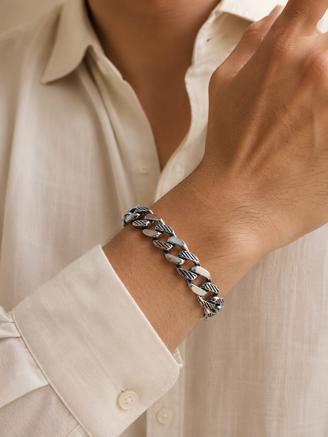 ForgeCurb Oxidised Silver Bracelet