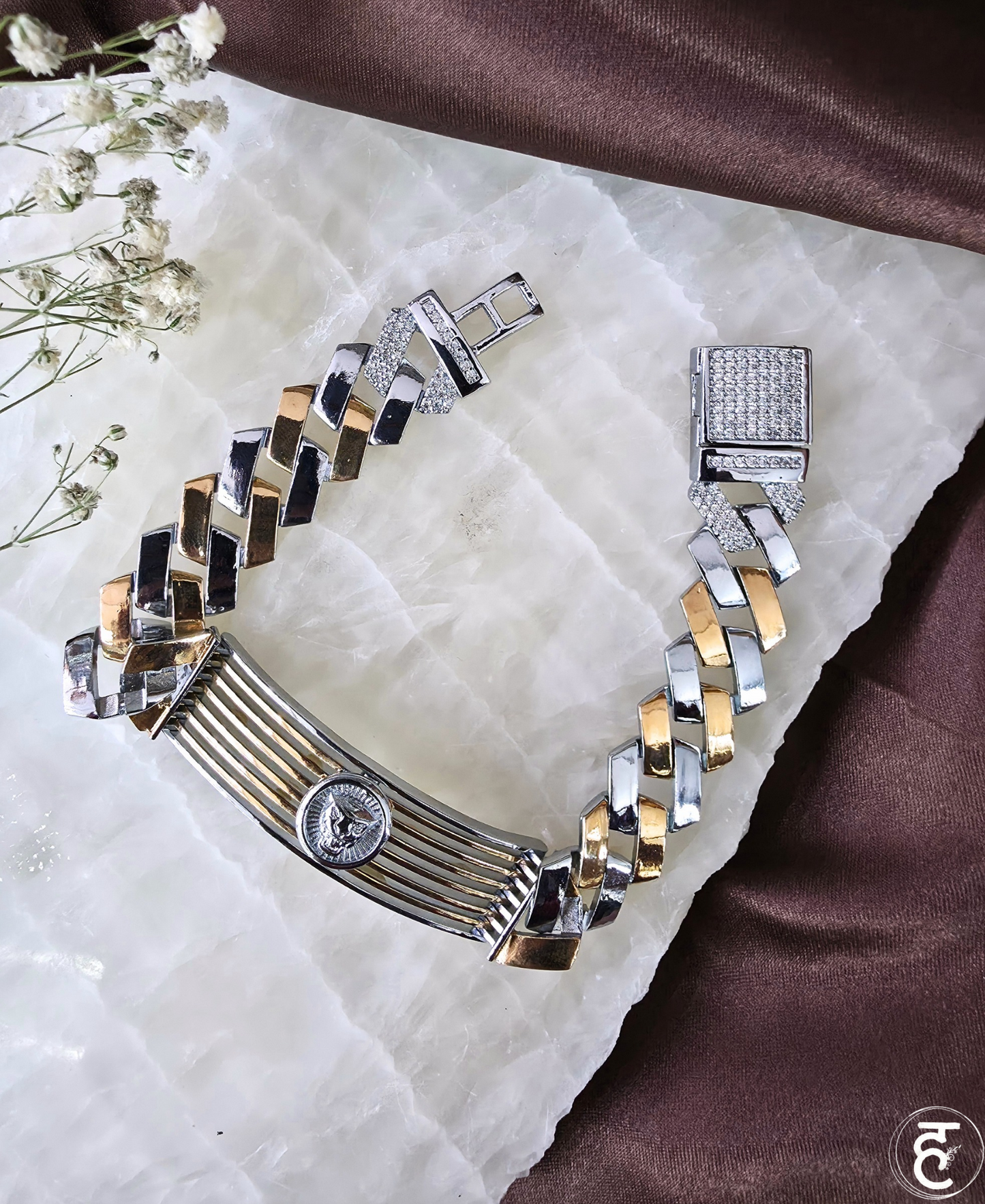 Handcrafted Oxidised Silver Men Bracelet