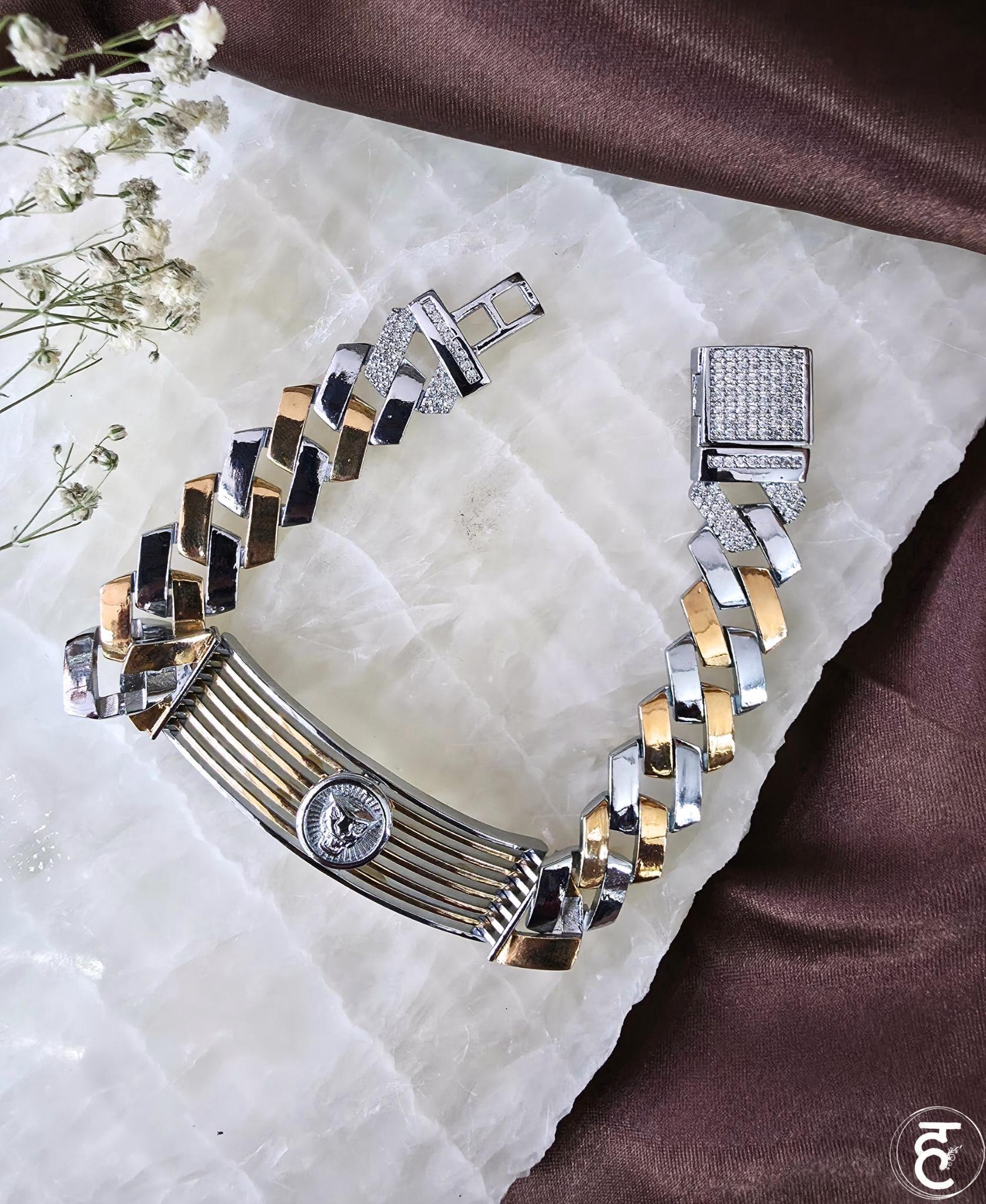 Handcrafted Oxidised Silver Men Bracelet