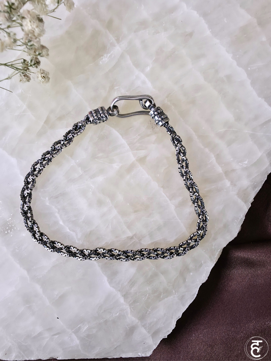 Handcrafted Oxidised Silver Men Bracelet