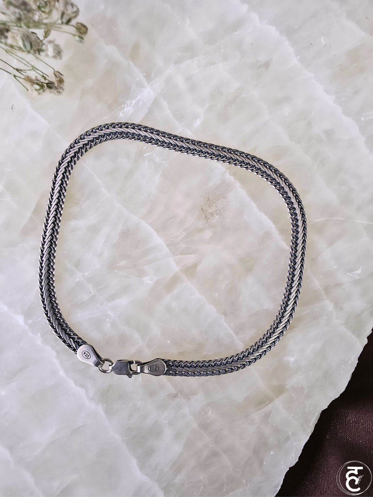 Handcrafted Oxidised Silver Men Bracelet