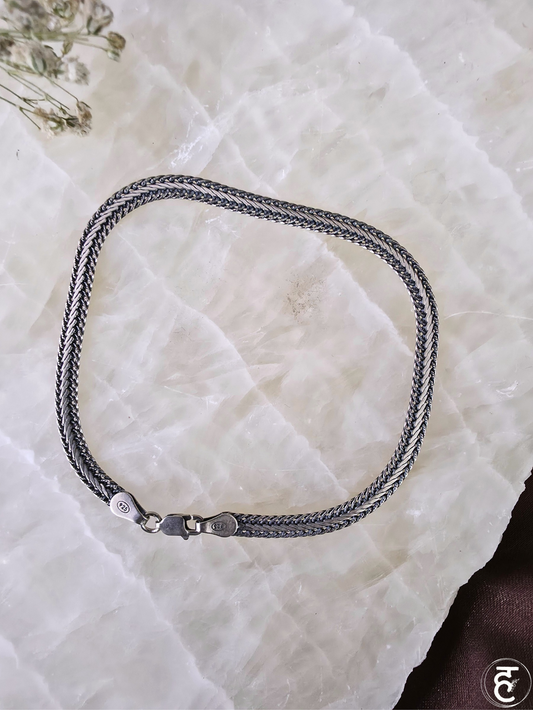 Handcrafted Oxidised Silver Men Bracelet