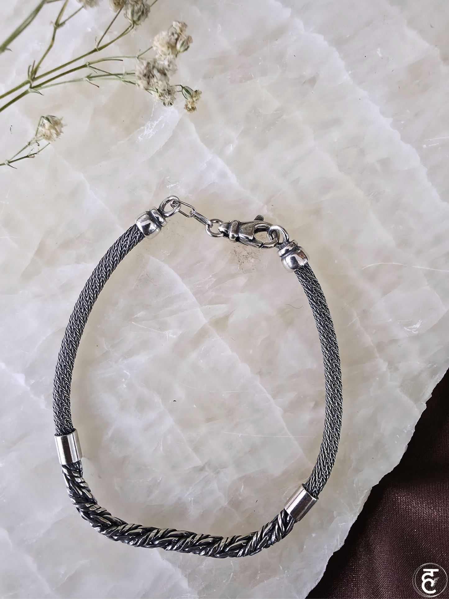 Handcrafted Oxidised Silver Men Bracelet