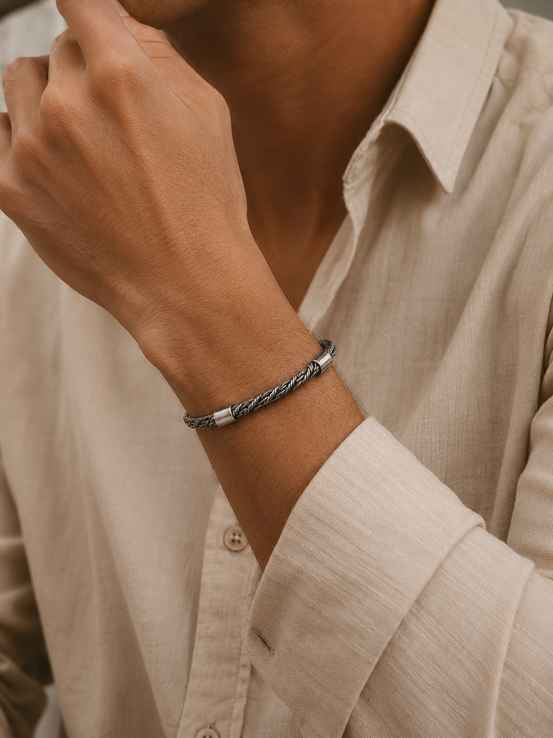 FusionWeave Oxidised Silver Bracelet