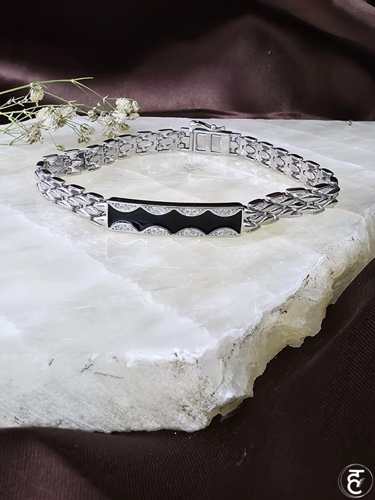 Handcrafted Oxidised Silver Men Bracelet