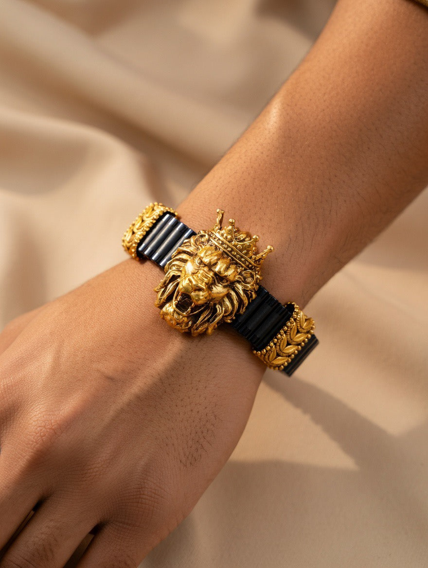 Royal Lion Gold-Plated Silver Statement Bracelet