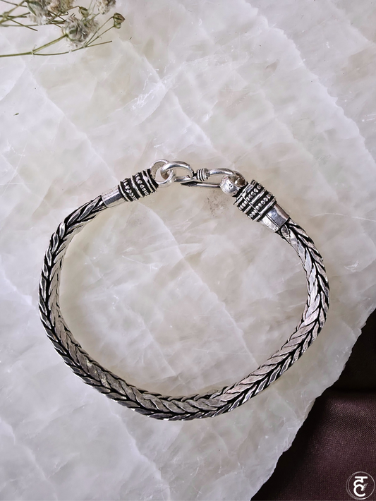 Handcrafted Oxidised Silver Men Bracelet