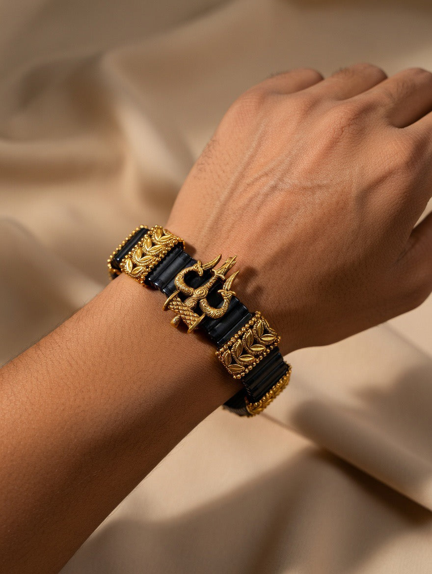 Trishul Gold-Plated Silver Statement Bracelet