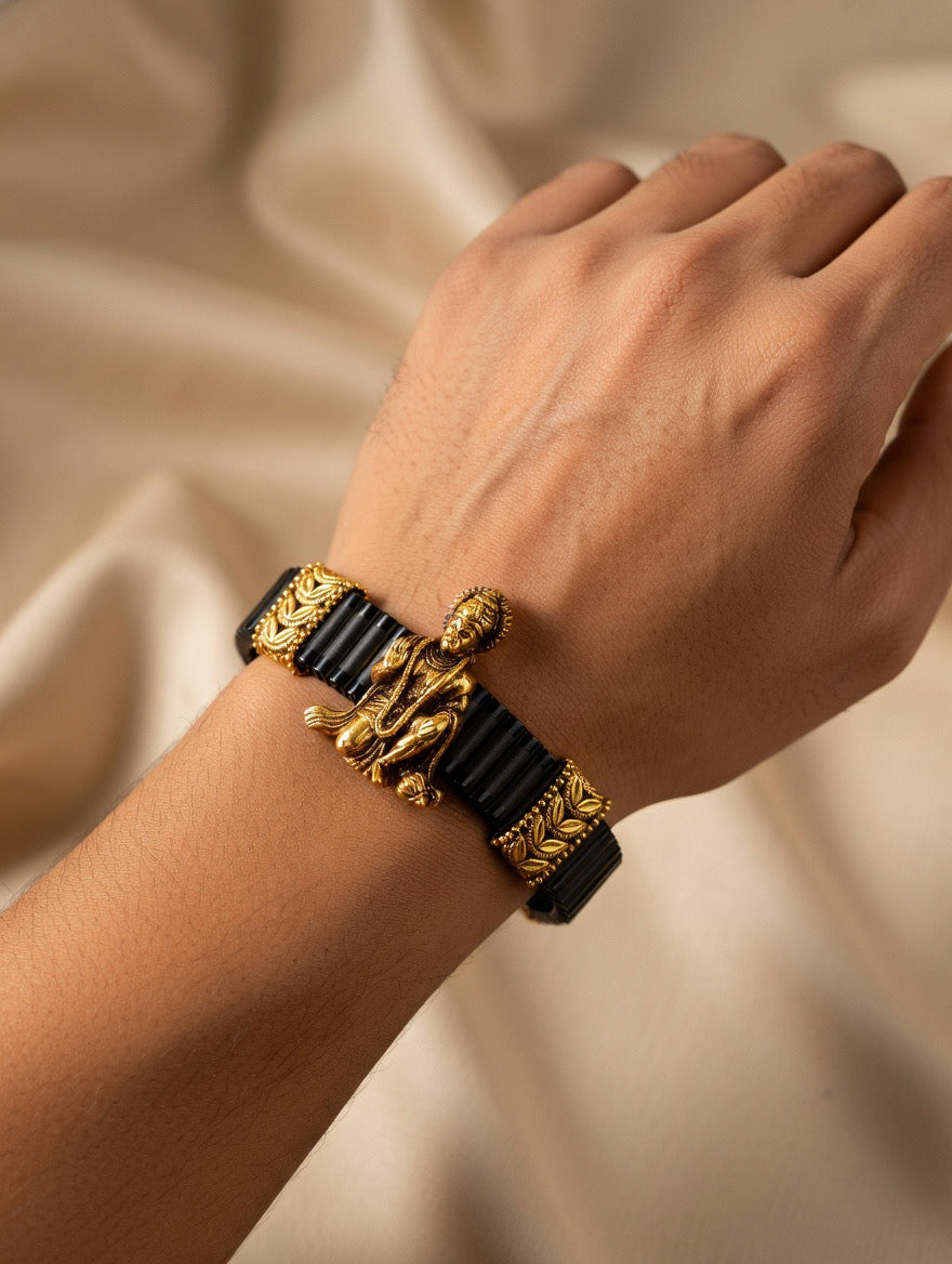 Hanuman Gold-Plated Silver Statement Bracelet