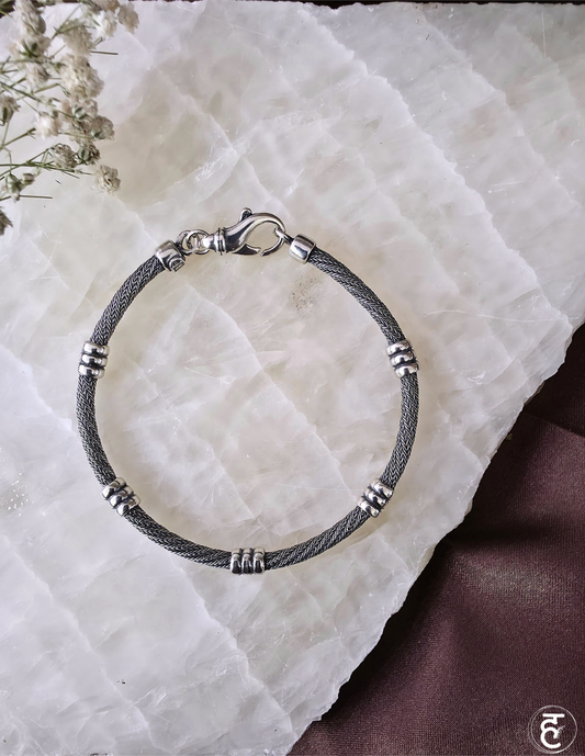 Handcrafted Oxidised Silver Men Bracelet
