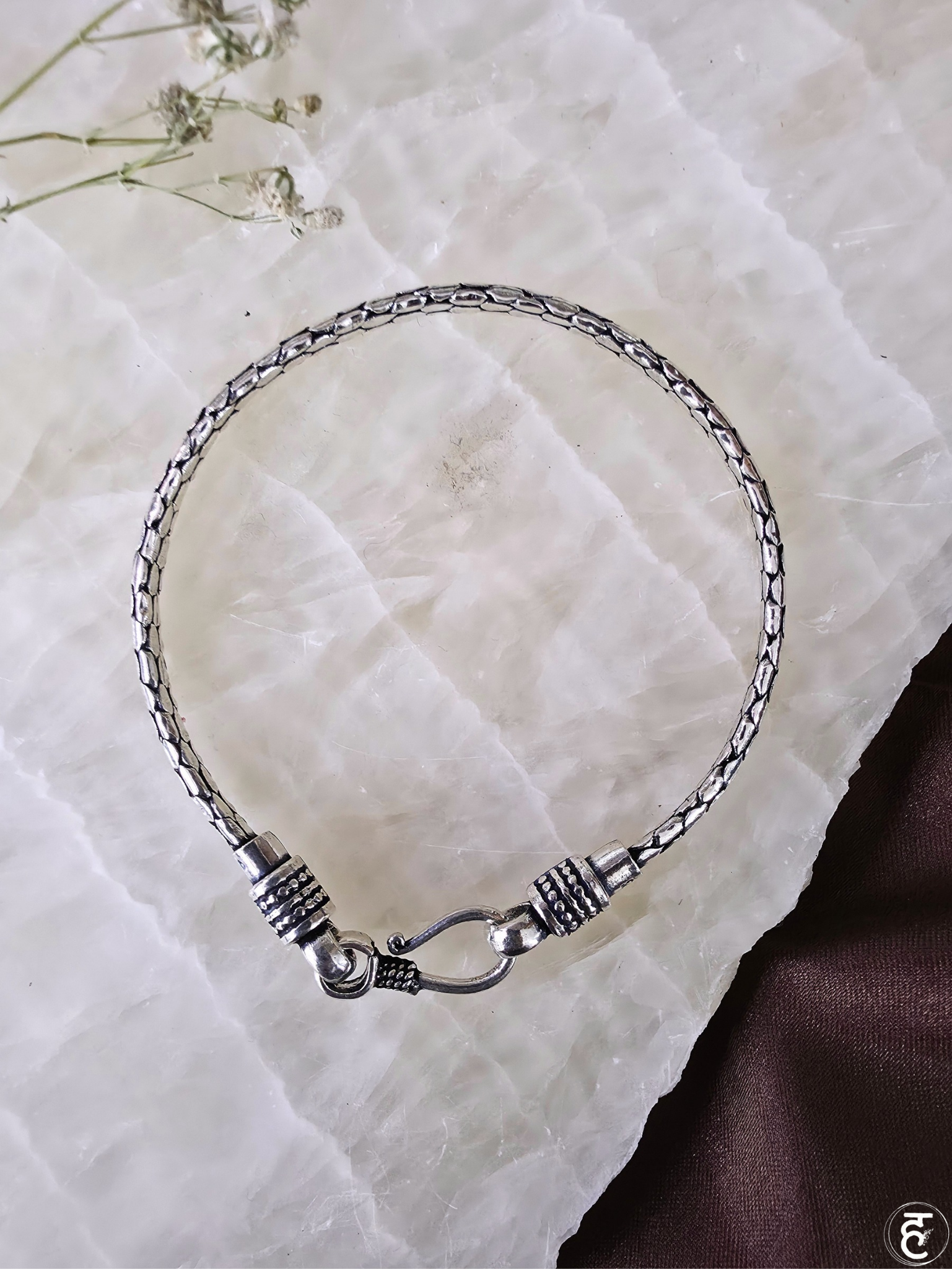 Handcrafted Oxidised Silver Men Bracelet
